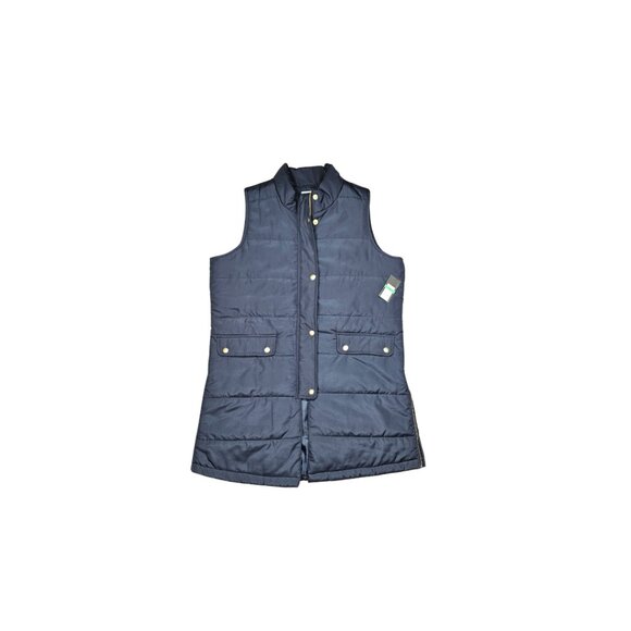 NWT Crown & Ivy Women's Navy Puffer Vest - Size Large - Picture 1 of 9